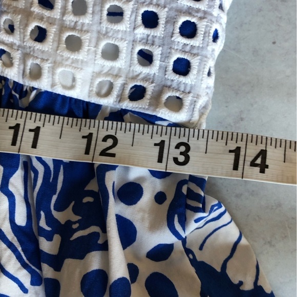 Lily Pulitzer Ferris Dress Strapless White Grid Eyelet Blue Mini Size 4 - Picture 8 of 13